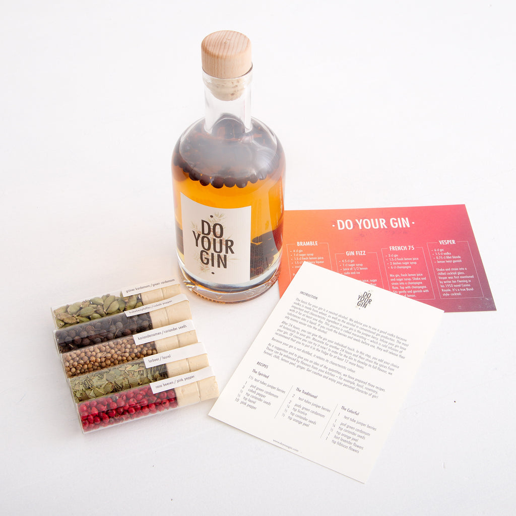 DO YOUR GIN kit bottle and recipe cards