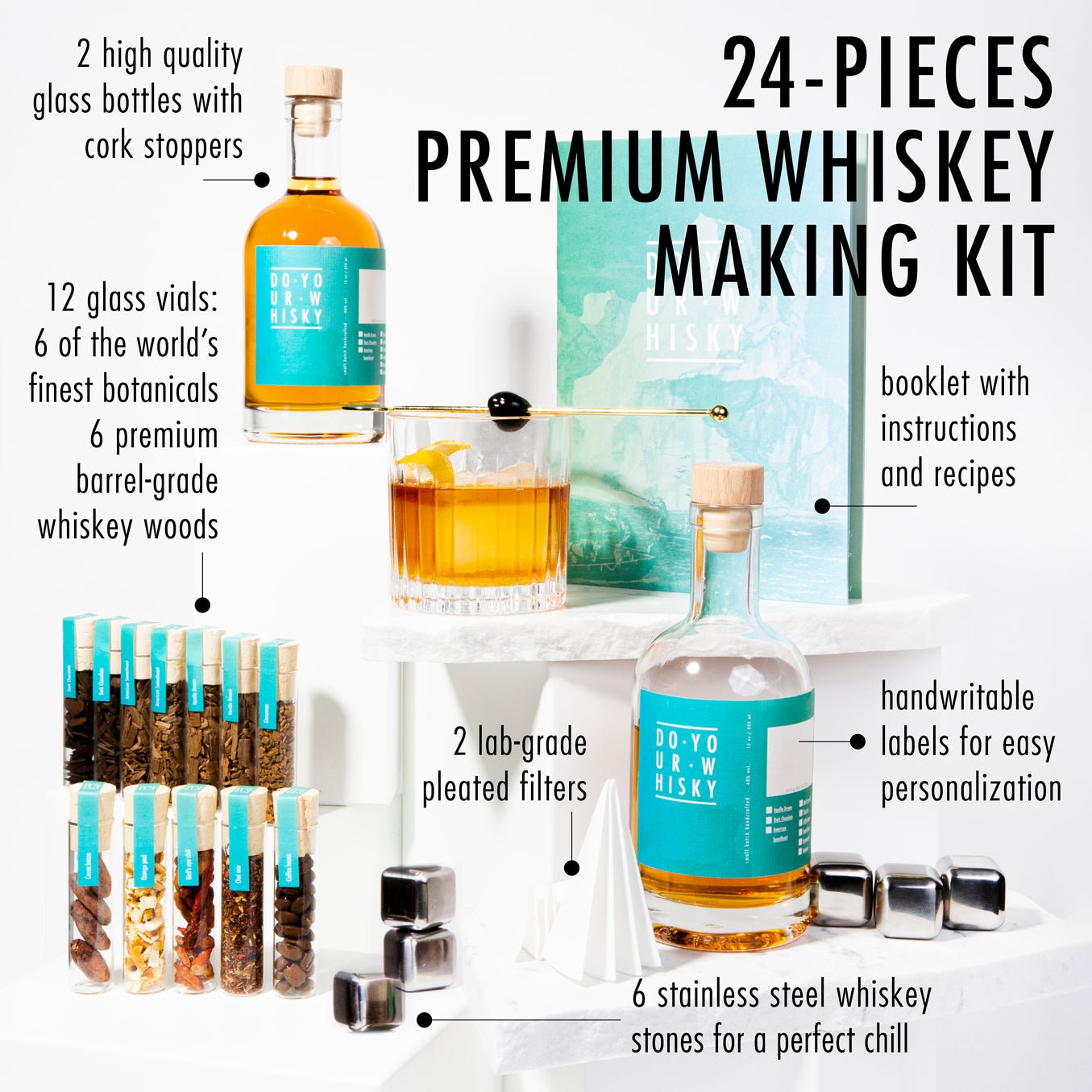 DO YOUR WHISKY - Whiskey Making Kit with 12 Flavors - Craftly US