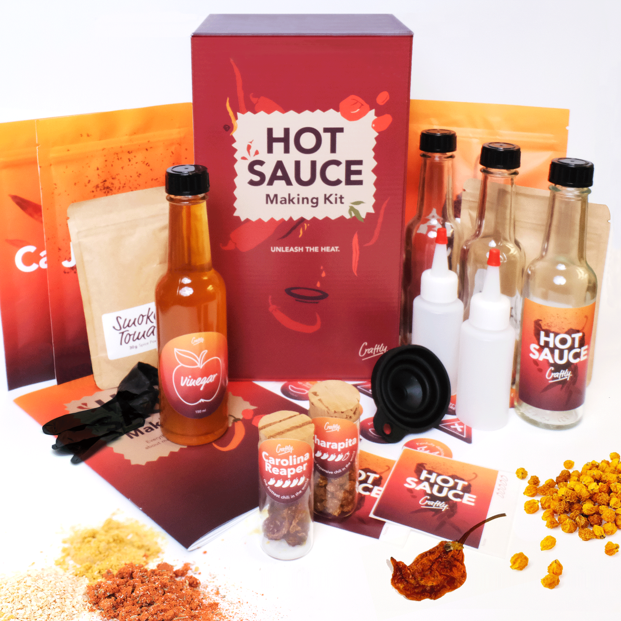 Craftly DO YOUR HOT SAUCE – Create Your Own Hot Sauces with 5 Premium Chilis and Flavorful Spice Blends