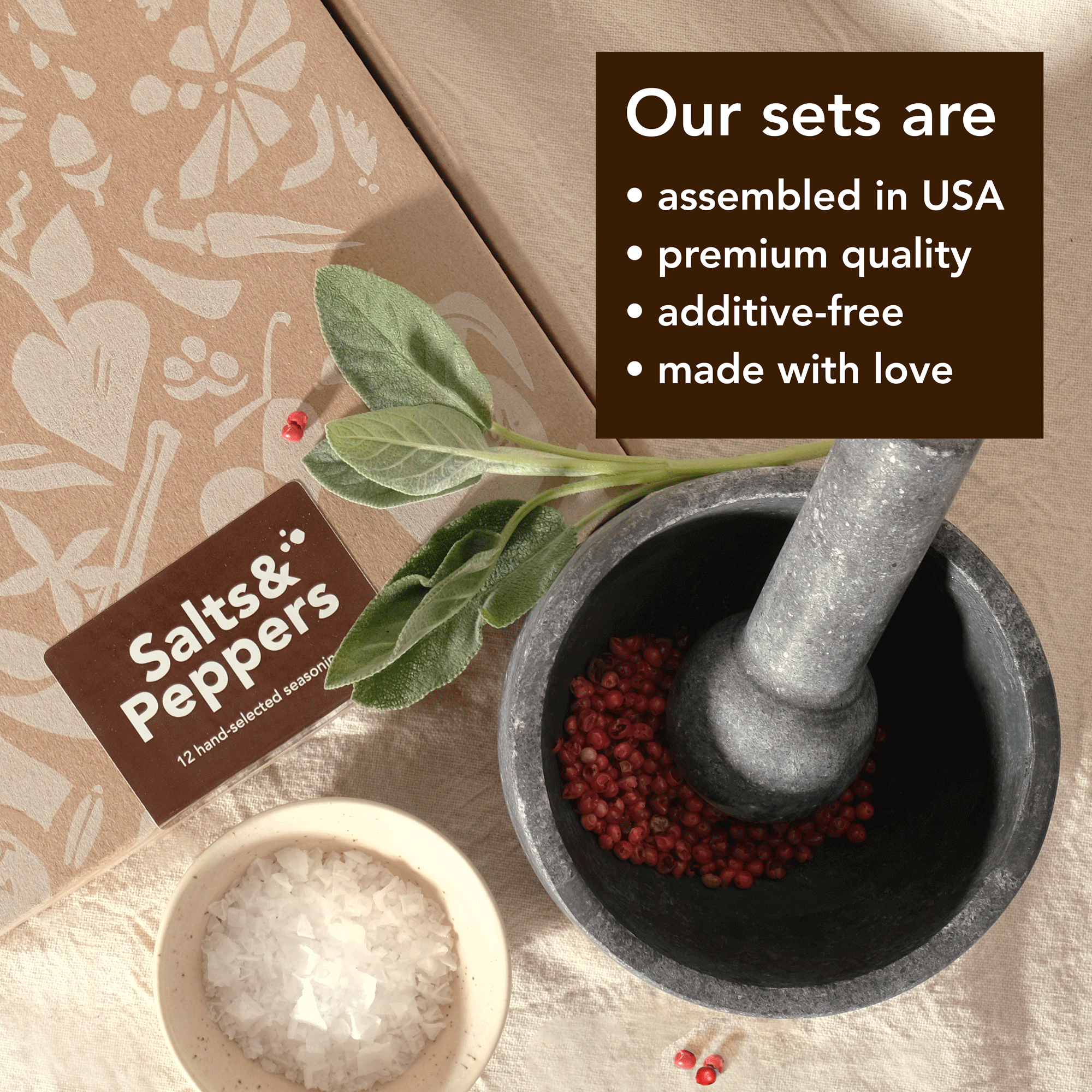 Craftly Salt & Pepper Gift Box | Premium Spice Set for Foodies and Home Cooks | 6 Salts & 6 Peppers for Cooking and Grilling