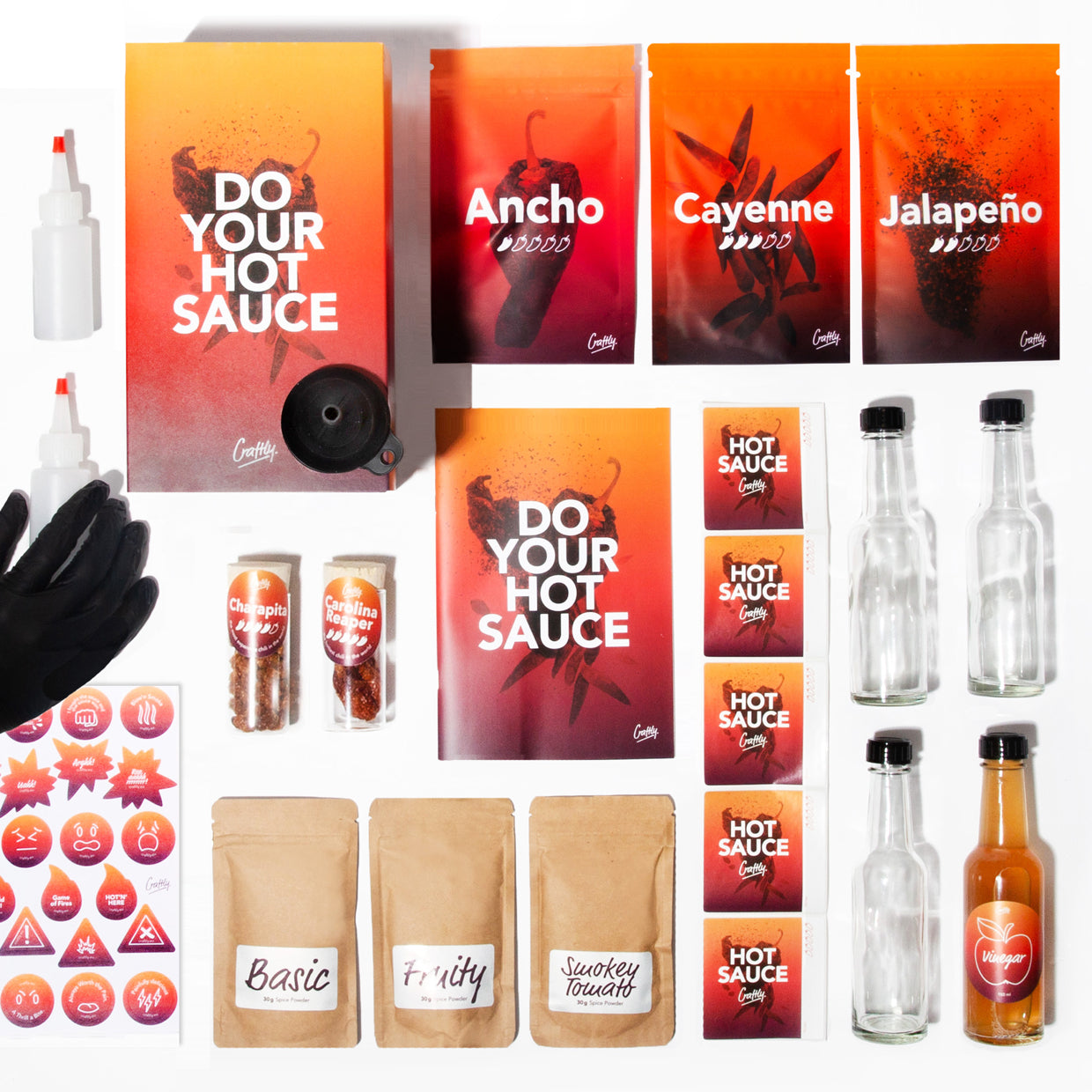 Craftly DO YOUR HOT SAUCE – Create Your Own Hot Sauces with 5 Premium Chilis and Flavorful Spice Blends