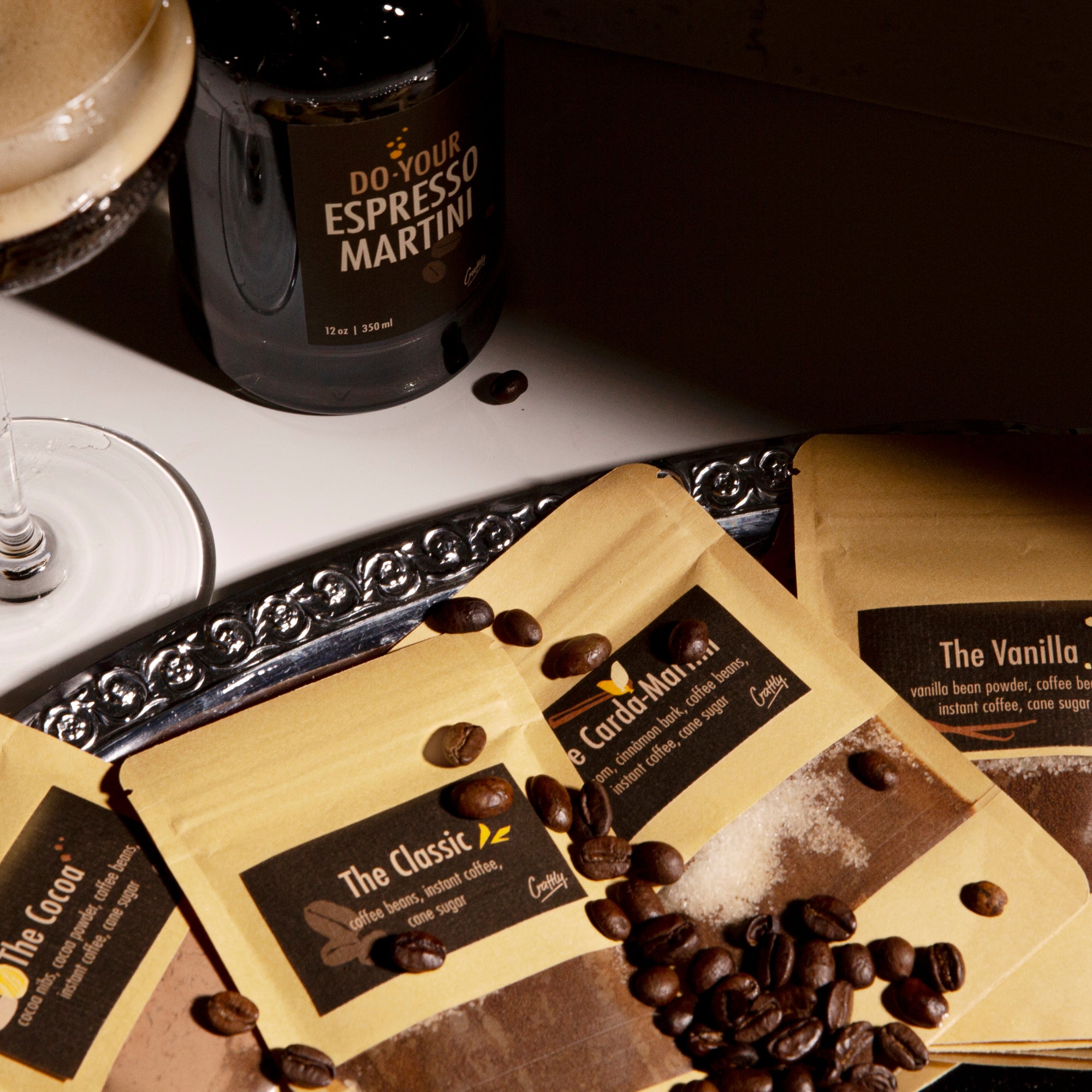 Craftly Espresso Martini Infusion Kit – Premium DIY Cocktail Kit with Four Gourmet Infusions for Espresso Martini Lovers