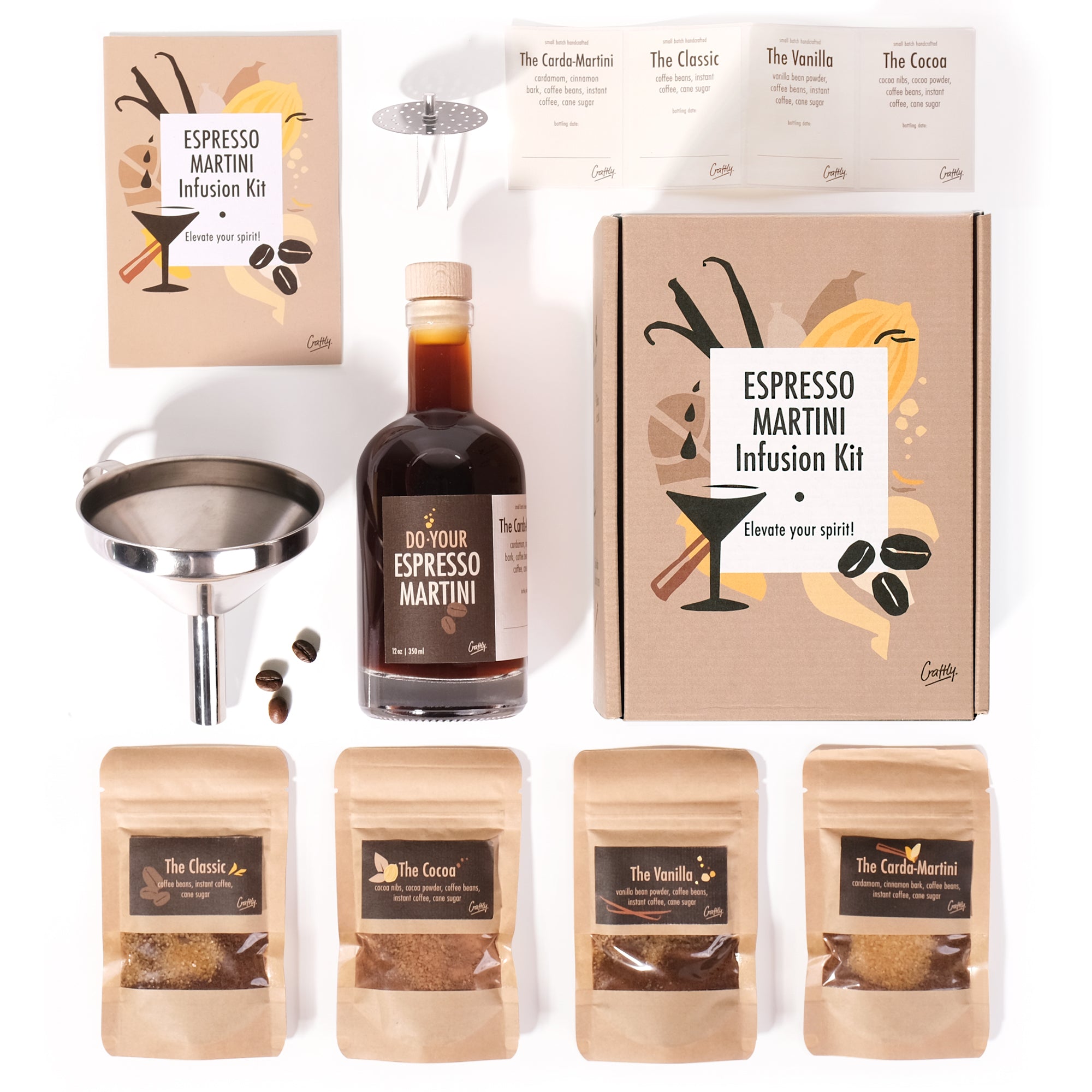 Craftly Espresso Martini Infusion Kit – Premium DIY Cocktail Kit with Four Gourmet Infusions for Espresso Martini Lovers