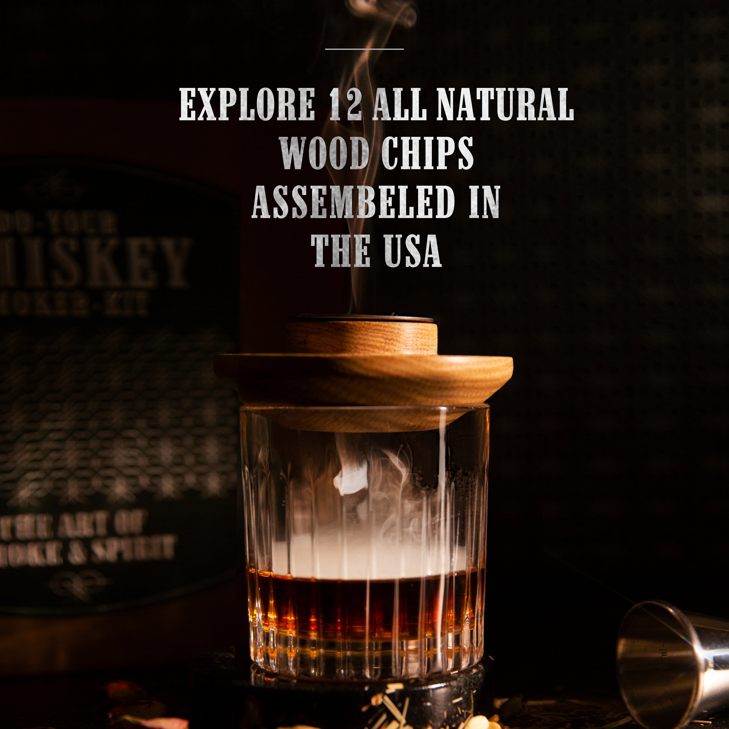 Whiskey Smoker Wood Chips Set – Add Deep Smoky Flavor to Whiskey, Bourbon & Cocktails | Must-Have for Connoisseurs & Home Mixologists